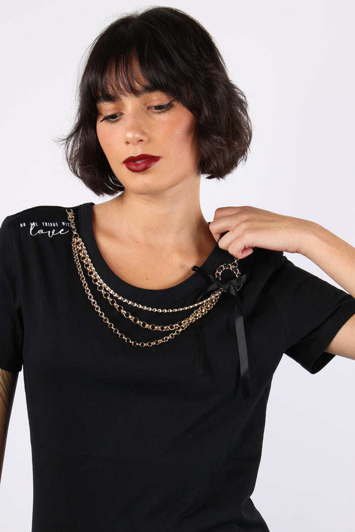 Annachiara T-shirt Collana Black-7