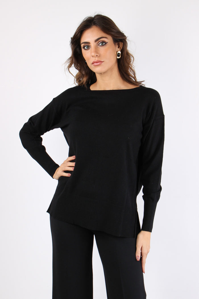 Maglia Over Viscosa Nero-2