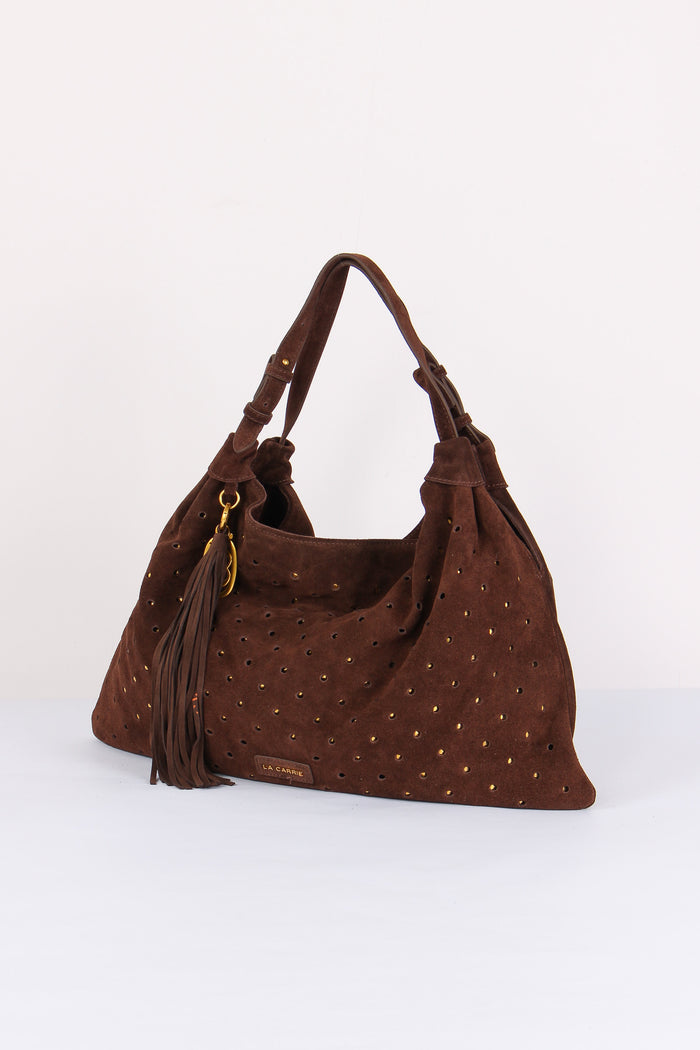 Sacca Camoscio Borchie Dark Brown-2