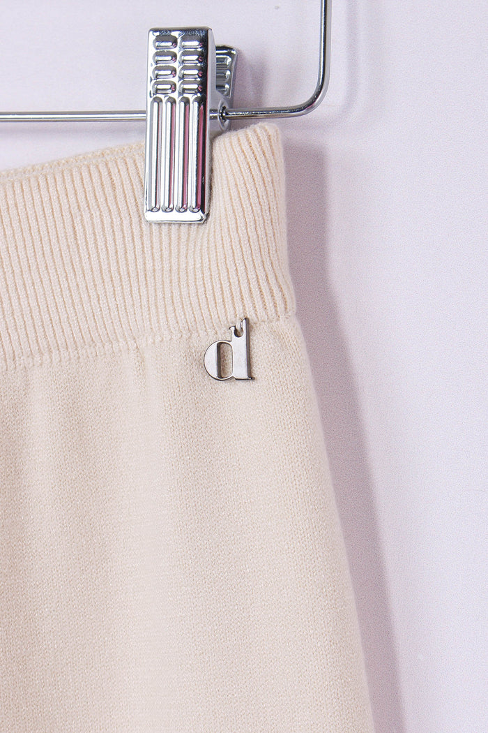 Pantalone Maglia Lana Battuta Beige-5