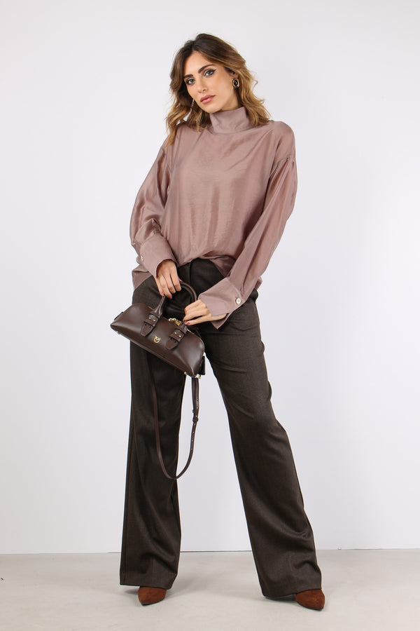 Blusa Collo Alto Polsino Dusty  Orchid