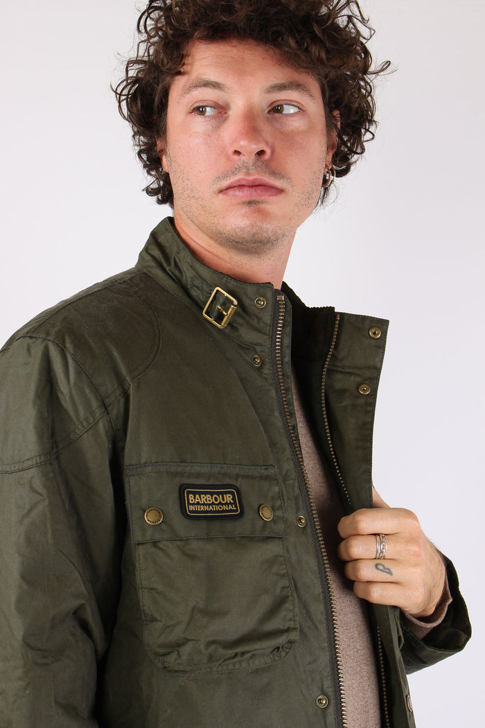 Winter Merton Wax Jacket Olive Night-7