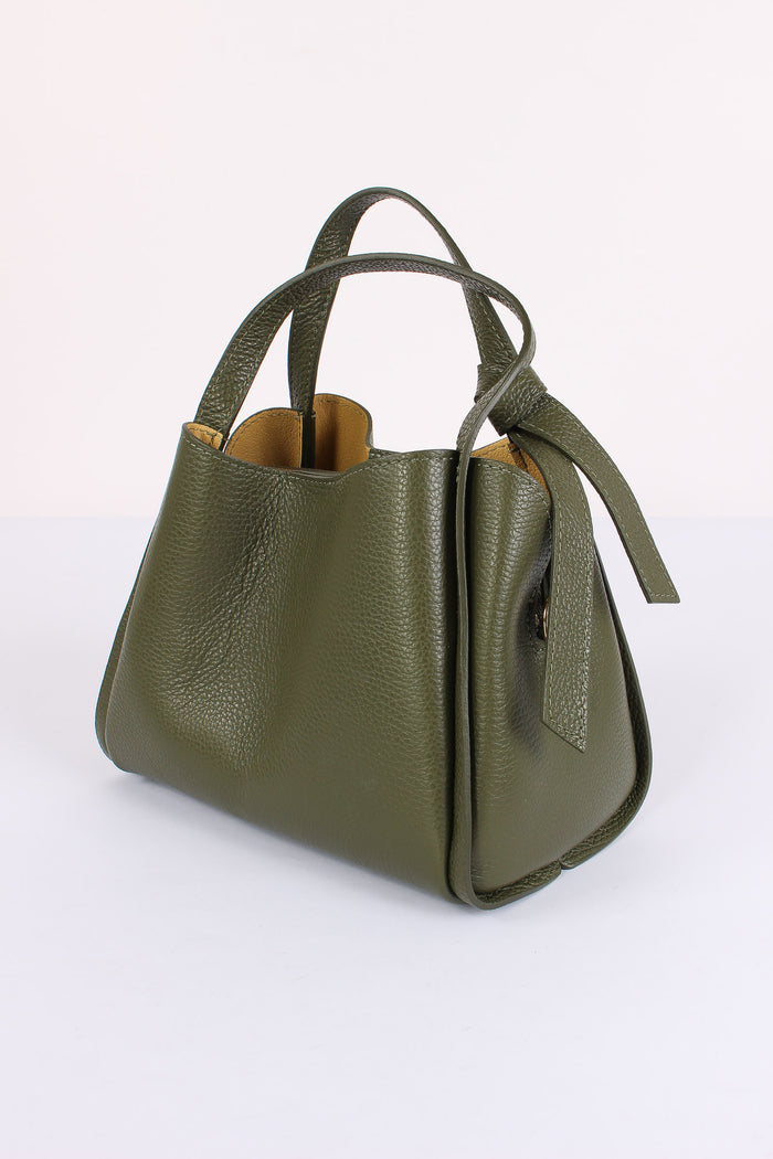 Mini Shopping Fiocco Vera Pell Militare-4