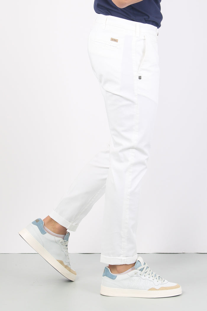 Pantalone Chino Slim Fit Bianco Ottico-4
