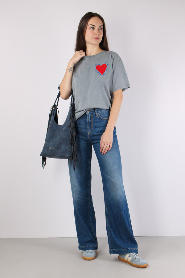 T-shirt Stampa Cuore Grigio