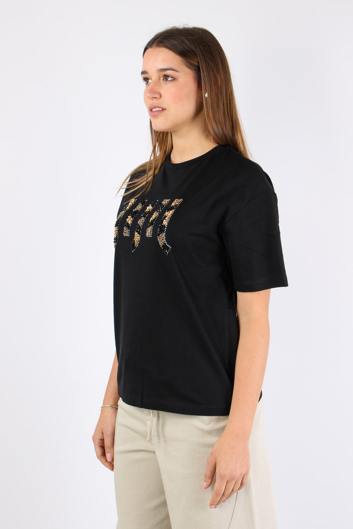 T-shirt Logo Strass Black-3