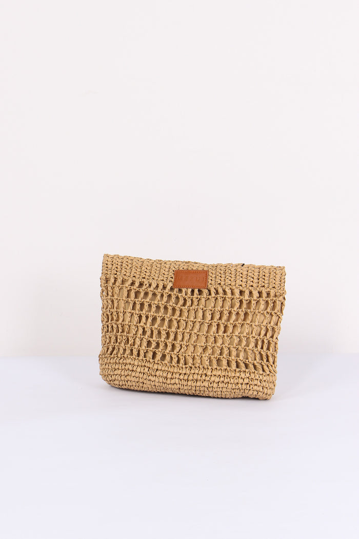 Maxi Pochette Rafia Beige-3
