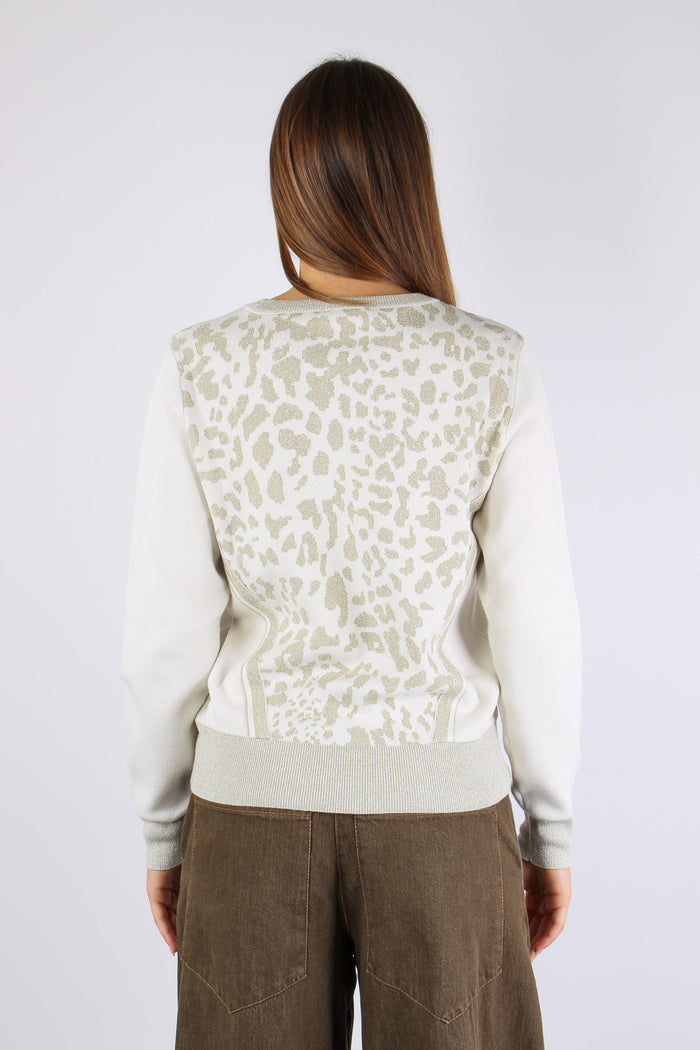 Maglia Inserto Macula Lurex Bianco/gold-5