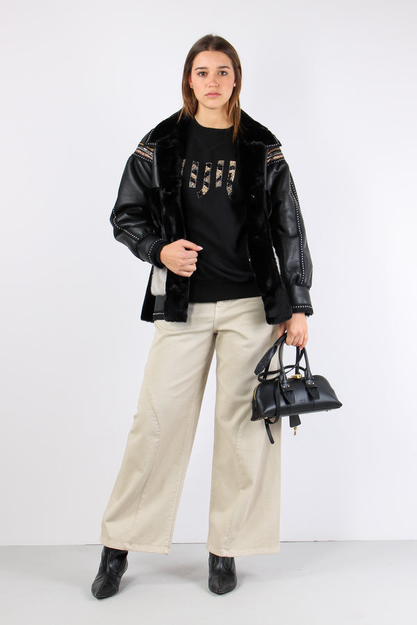 Felpa Logo Strass Black