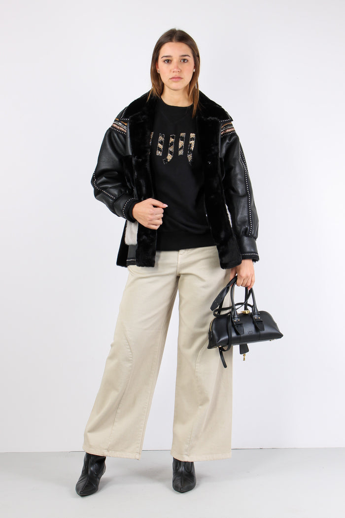 Felpa Logo Strass Black