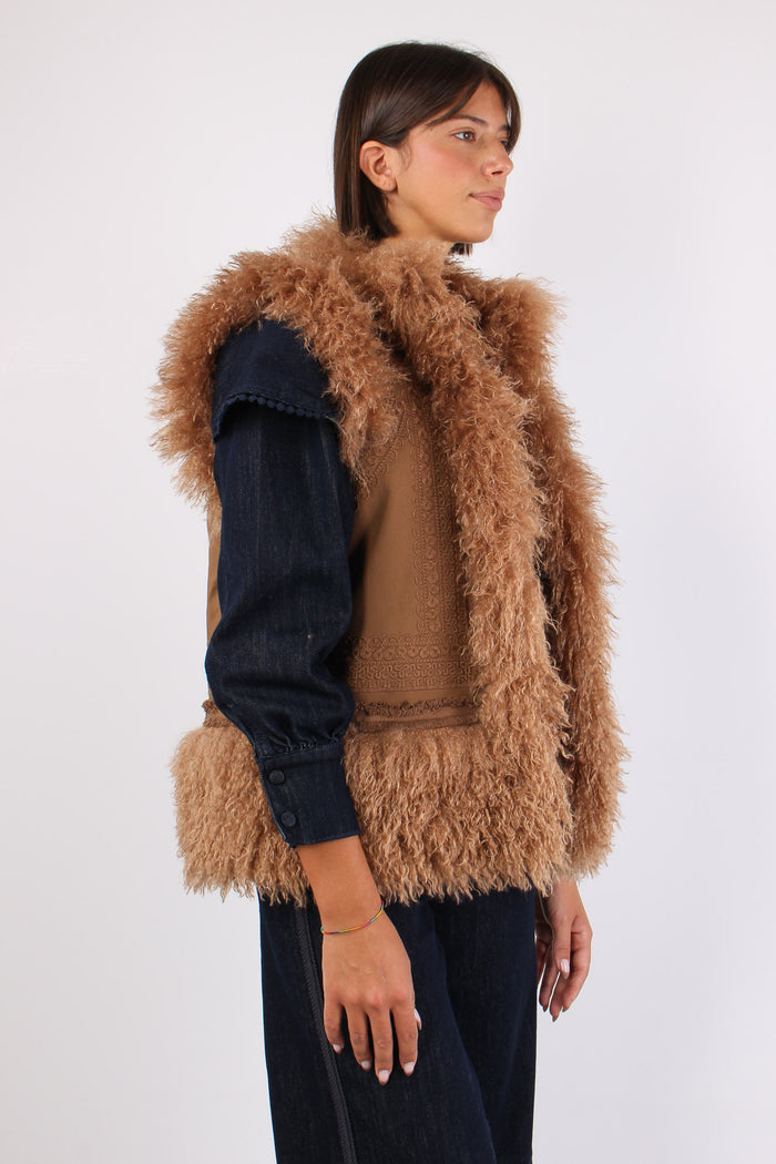 Gilet Mongolia Passamaneria Cammello-7