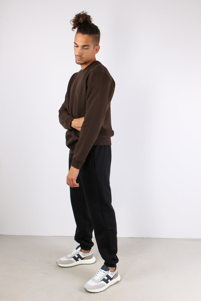 Felpa Girocollo Logo Ricamo Moro-3