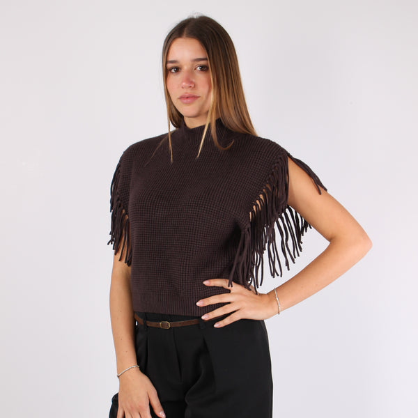 Gilet Punto Pannocchia Frange Moro-2