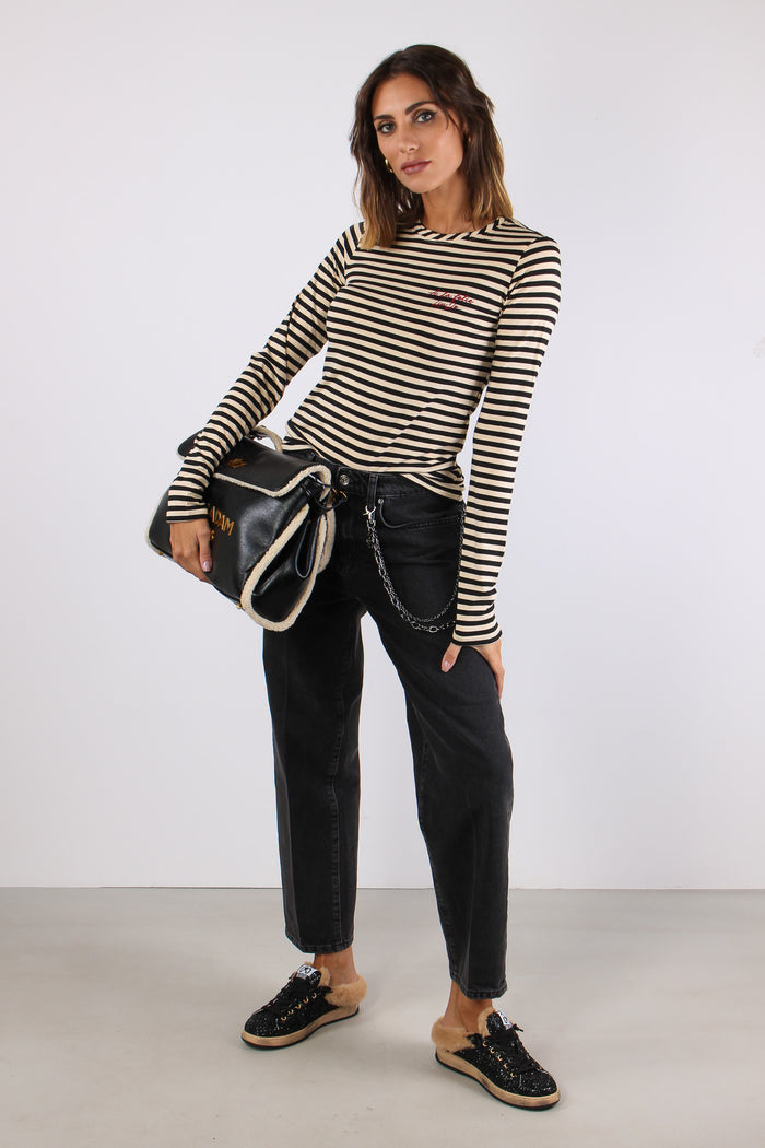 T-shirt Riga Ricamo Panna/nero-3