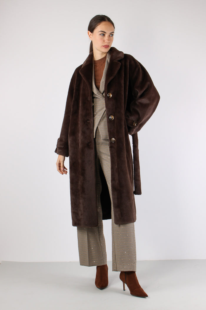 Chamlet Pelliccia Lunga Cintur Shopping