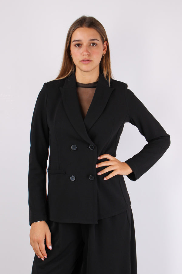 Giacca Doppiopetto Scuba Nero-2