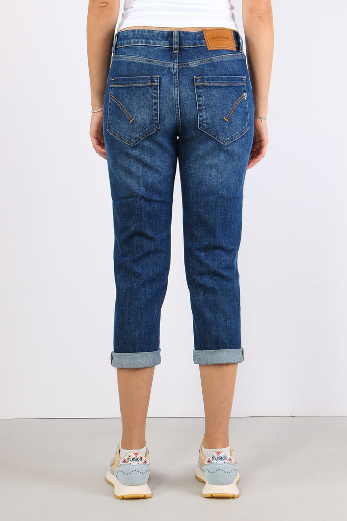Koons Denim Micro Rotture Bottone Gioiello Denim Medio-7