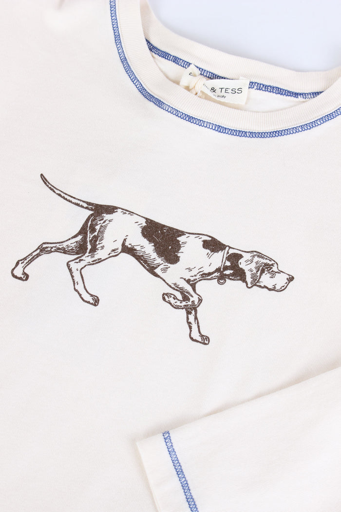 T-shirt Cotone Stampa Cane Naturale-4