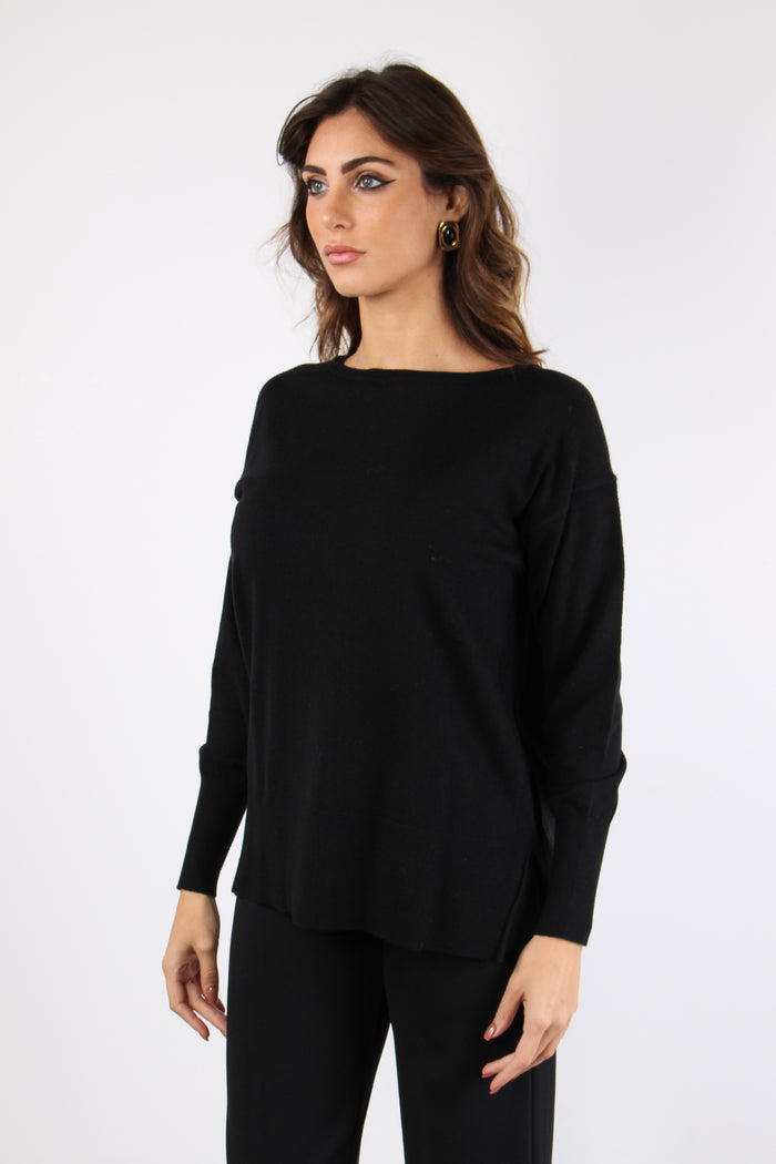 Maglia Over Viscosa Nero-5