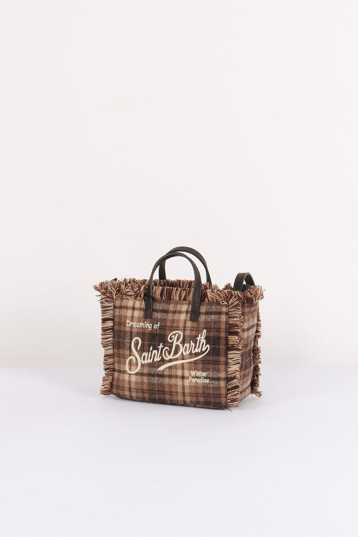 Borsa A Mano Mini Lana Tartan Brown/beige-2