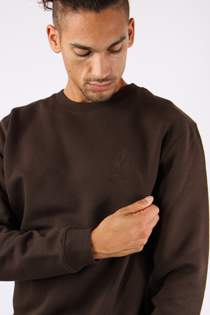 Felpa Girocollo Logo Ricamo Moro-6