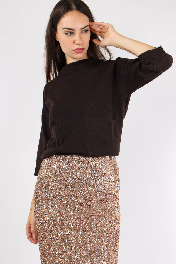 Maglia Manica 3/4 Tasche Fondo Moro