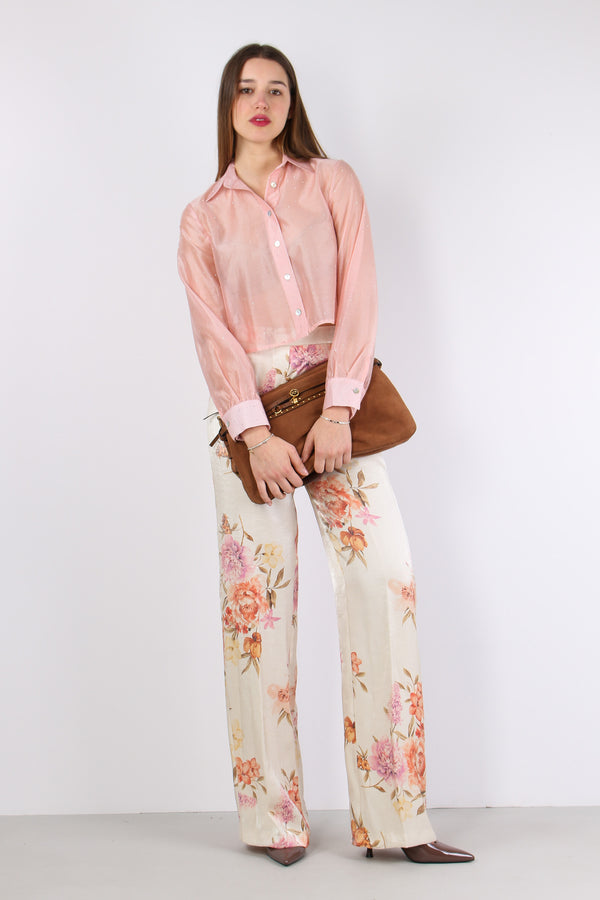 Camicia Corta Mussola Strass Rosa