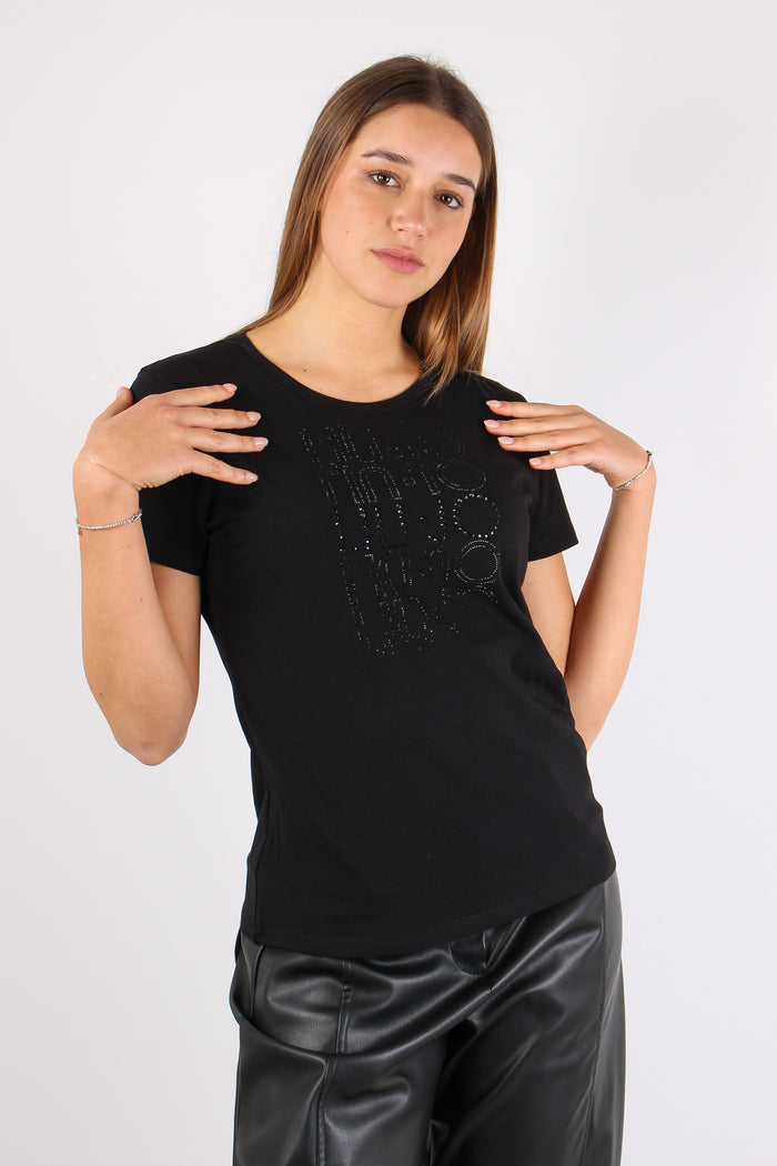 T-shirt Manica Cort Strass Nero/degrade-7