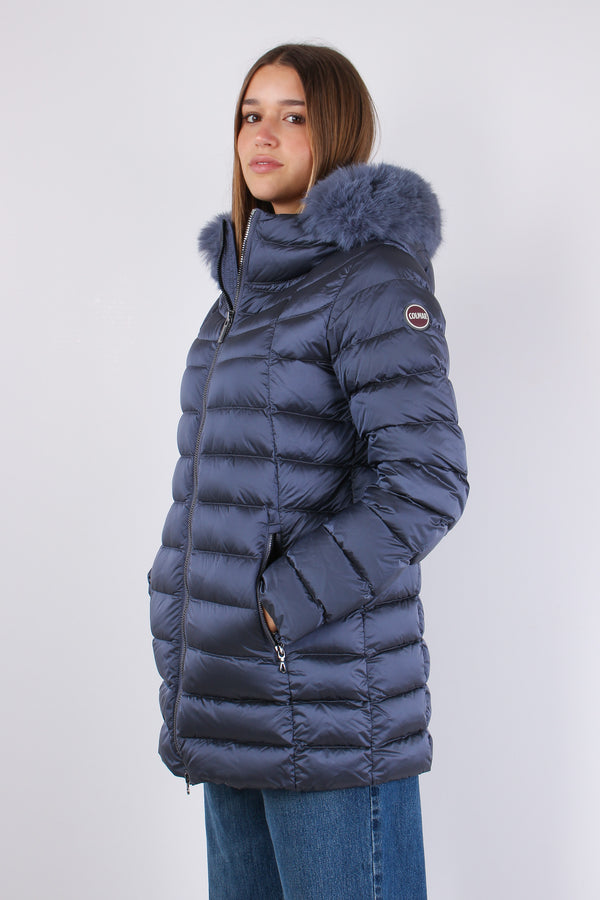 Piumino Svasato Ecopelliccia Dark Profondo-2