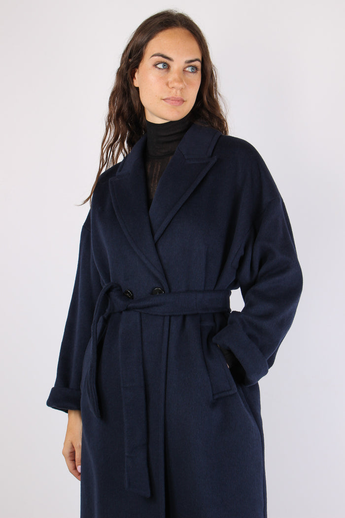Mllsaggio Cappotto Lana Cintur Navy-3