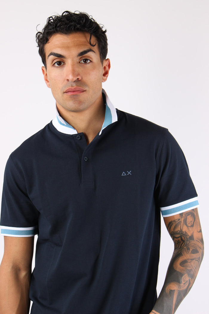 Polo Collo Bicolor Blue Navy-7