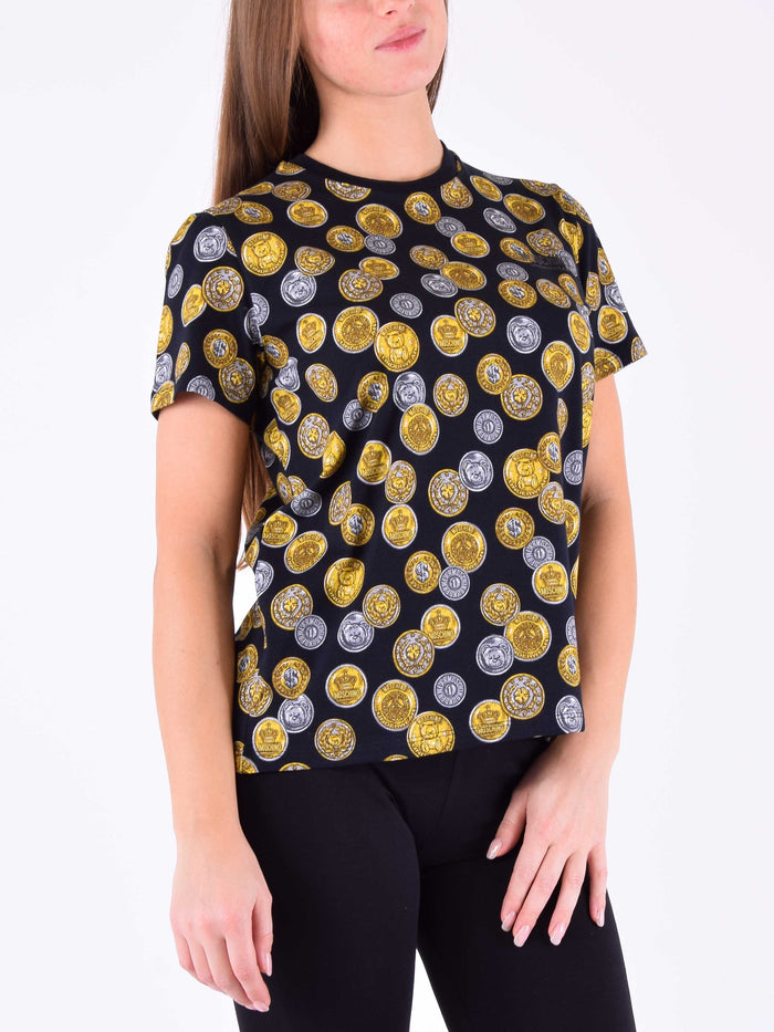 T-shirt Stampa Monete Nero/oro-3