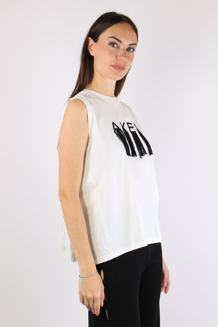 T-shirt Frange Bianco-7