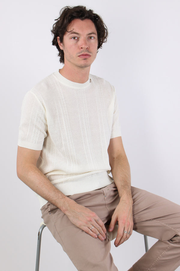 T-shirt Cotone Lavorato Panna-2
