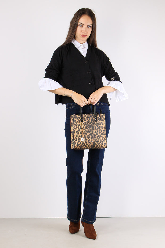 Cardigan Over Viscosa Lana Nero