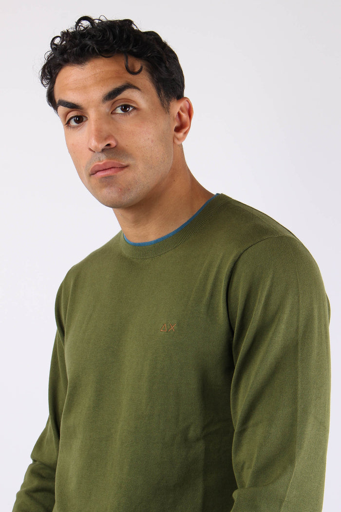 Maglia Collo Contrasto Verde-7