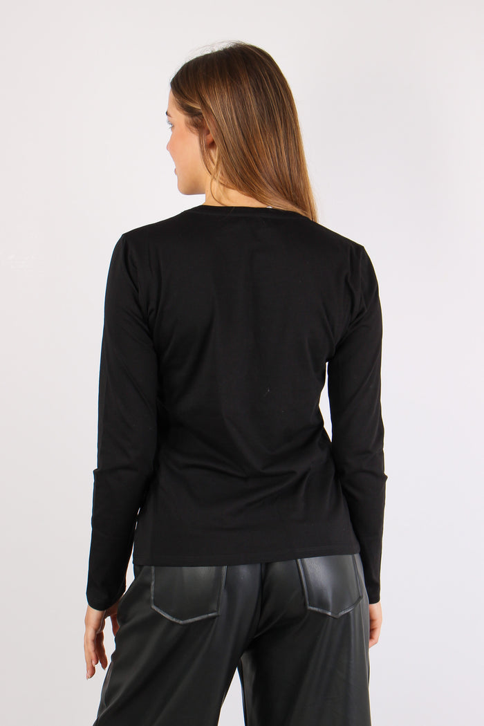T-shirt Ml Stampa Nero/penguin-6