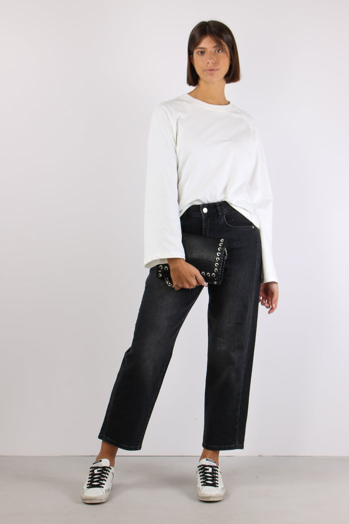 Denim Cropped Stretch Denim Nero