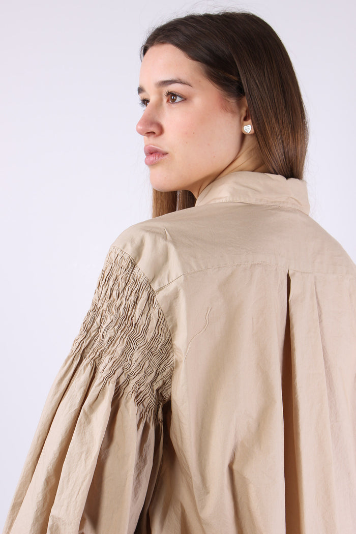 Bouquet Camicia Manica Arriccio Beige-7