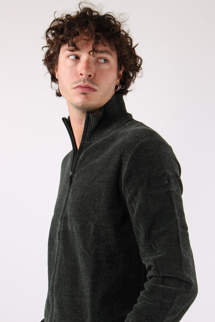 Maglia Zip Velluto Forest Green-7