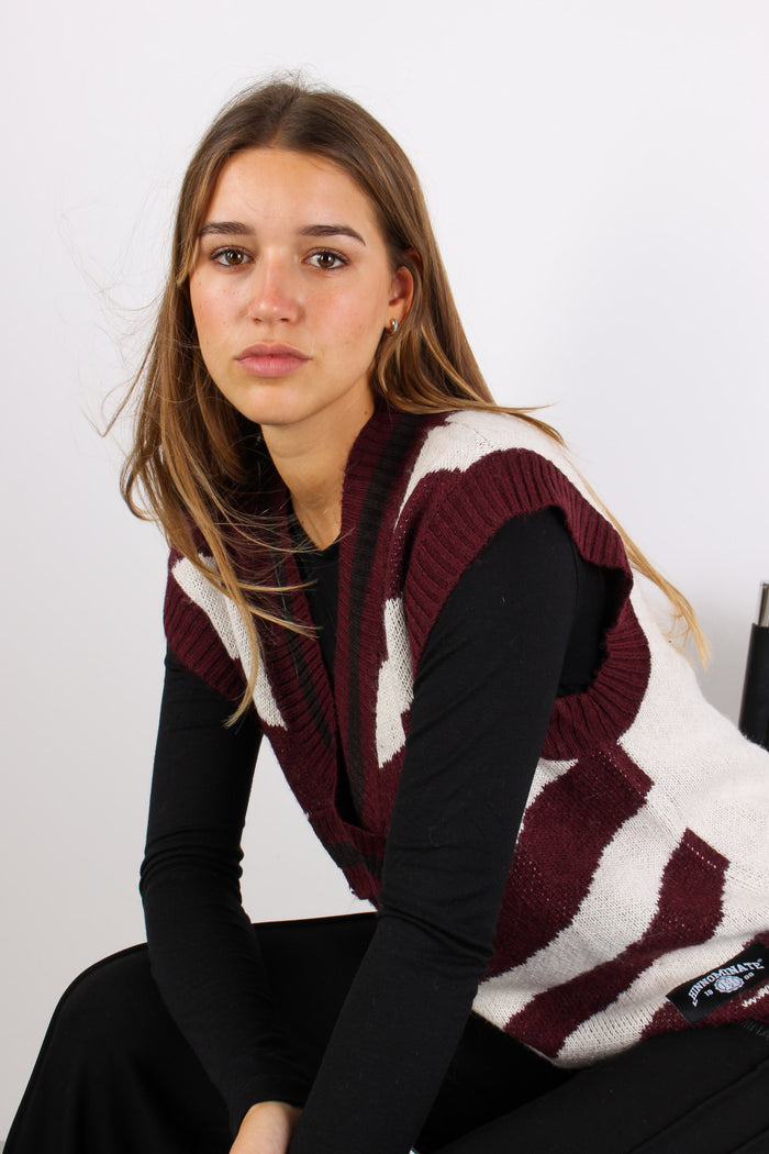 Gilet Righe Bordeaux-2