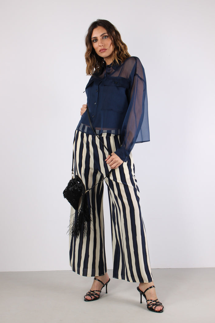Colomba Camicia Seta Blu-5