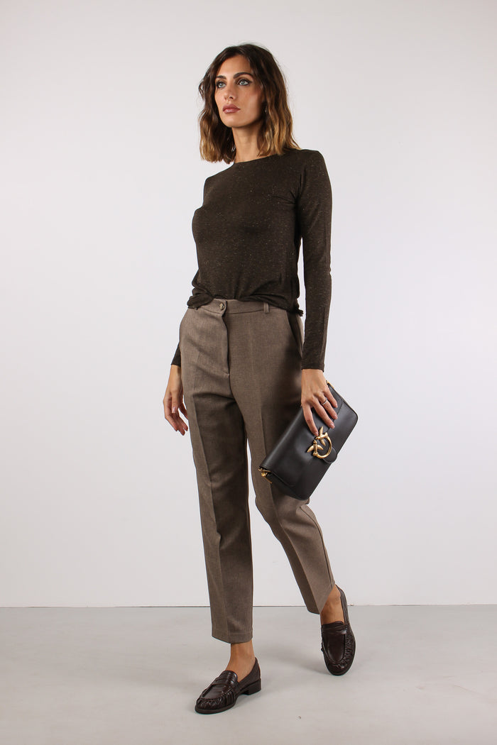 Pantalone Slim Mano Lana Fango-3
