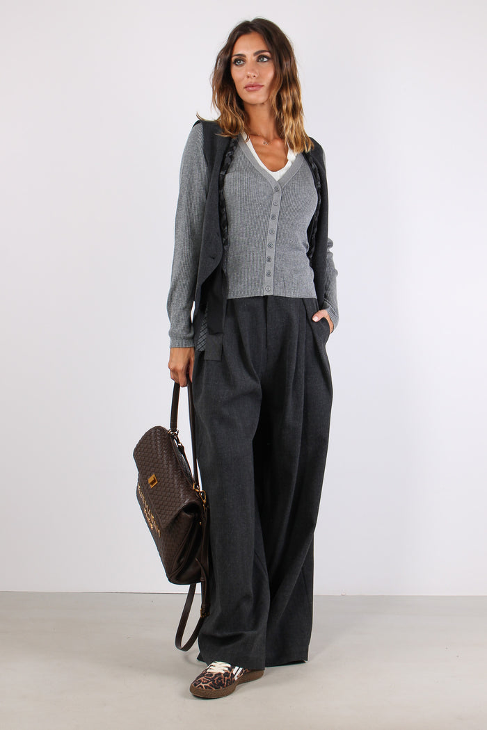 Pantalone Lana Maxi Pences Grigio-3