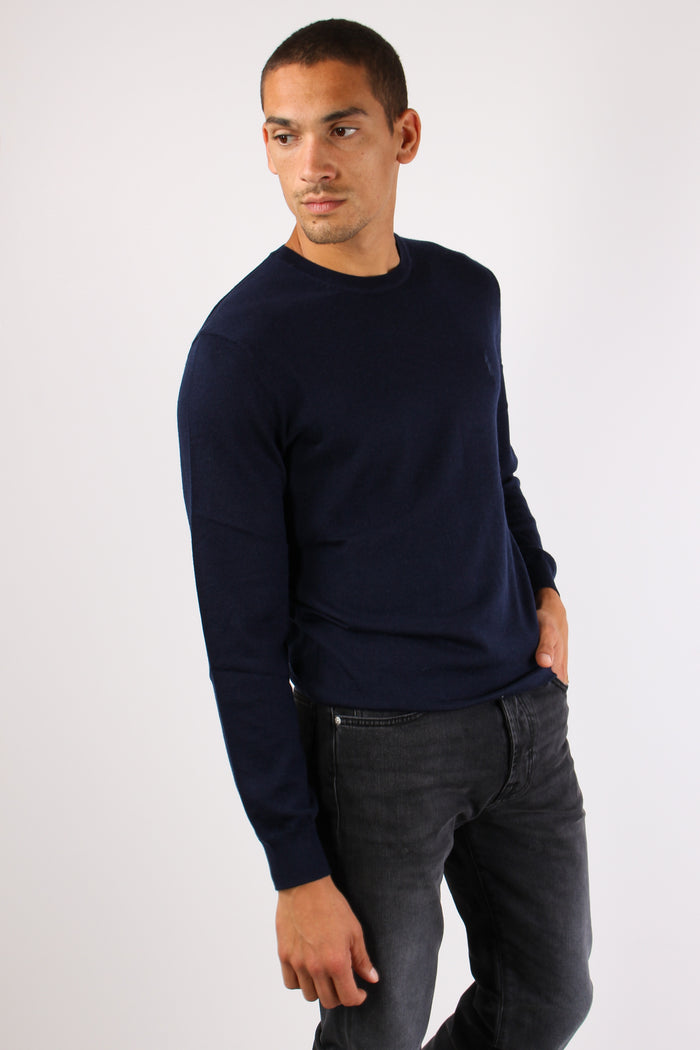 Maglia Girocollo Lana Merinos Hunter Navy-5