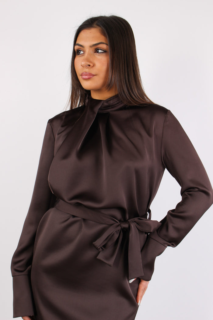 Abito Effetto Raso Cintura Fio Moro-6