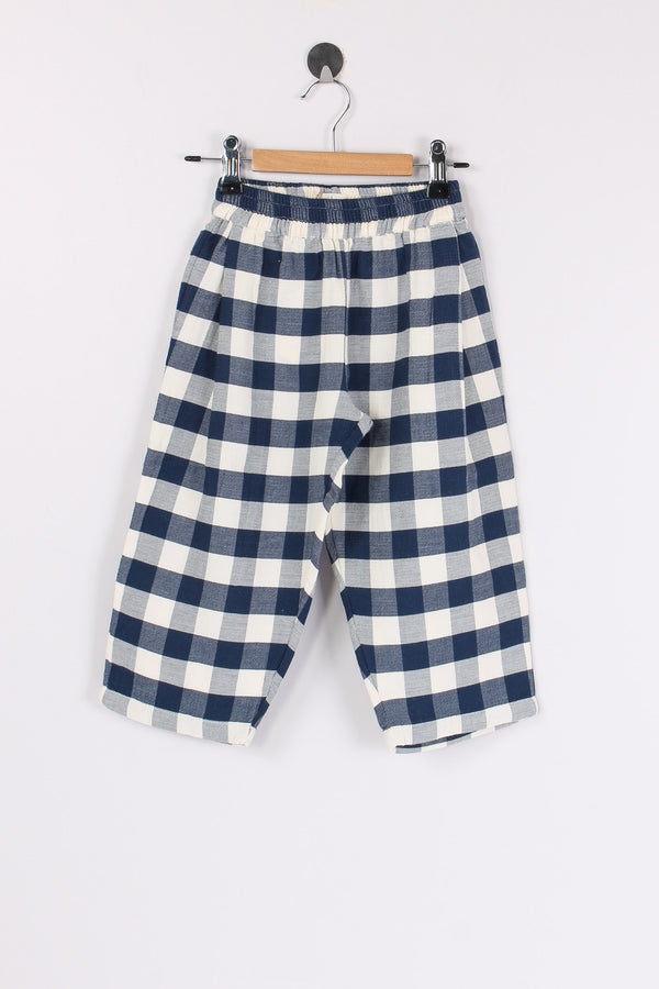 Pantalone Ampio Quadro Navy/ivory