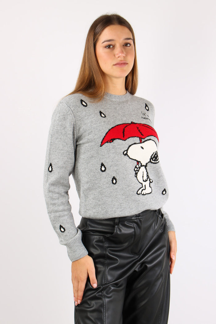 Girocollo Snoopy Loves Rain Grigio-7