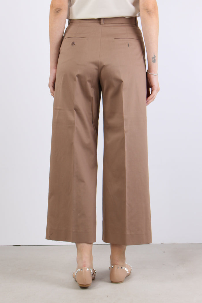 Urial Pantalone Cotone Cropped Castagna-5