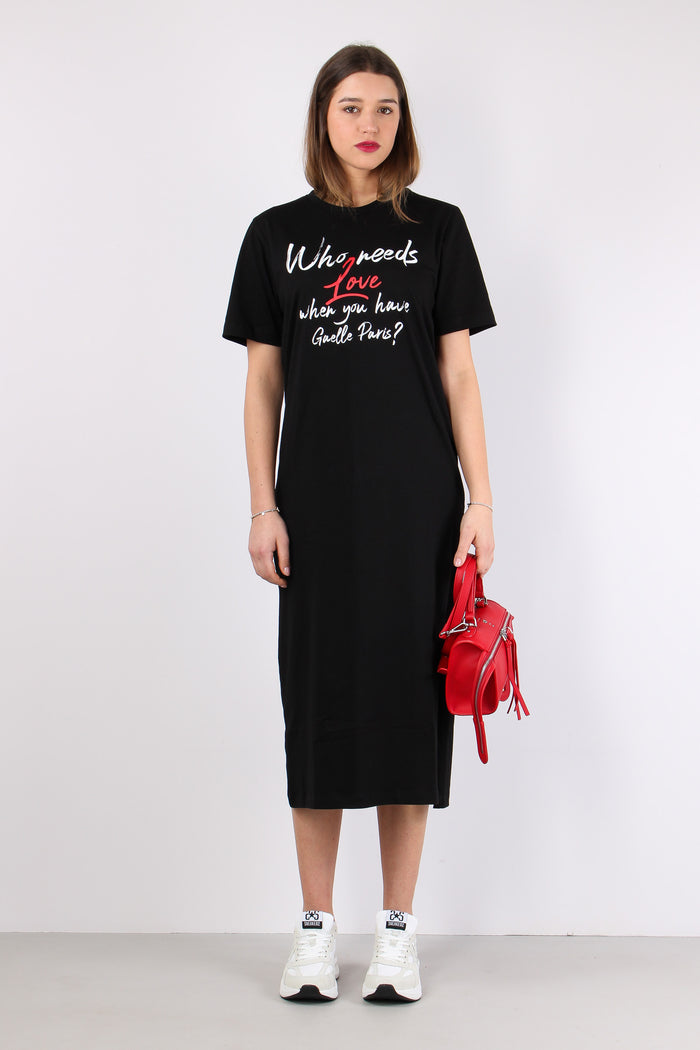 Abito Lungo Cotone Love Nero-6